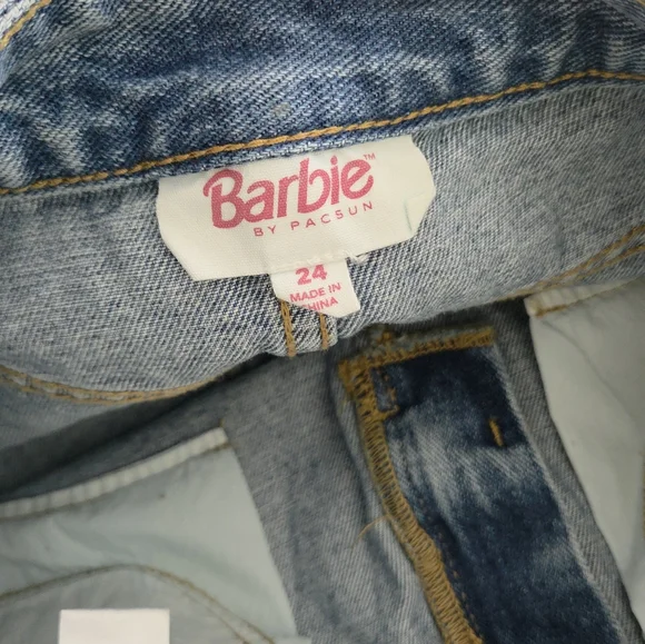 Barbie By Pacsun Light Wash Denim Midi Skirt with Front Slit Size 24 - Picture 5 of 6